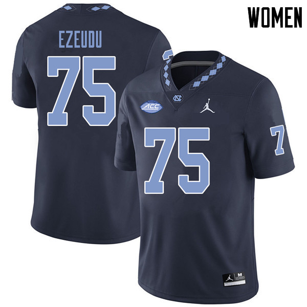 Jordan Brand Women #75 Joshua Ezeudu North Carolina Tar Heels College Football Jerseys Sale-Navy